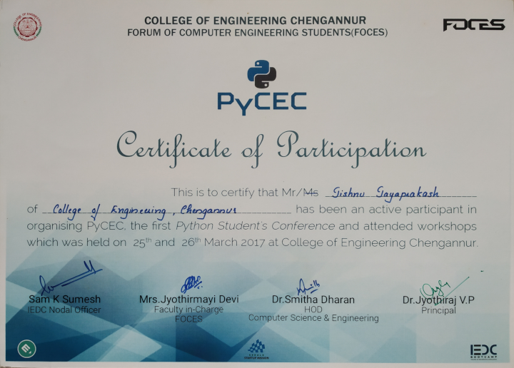 PyCEC Certificate